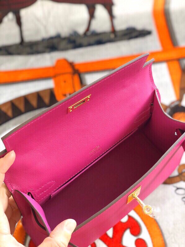 에르메스 미니 켈리백22 로즈퍼플 금장 스위프트